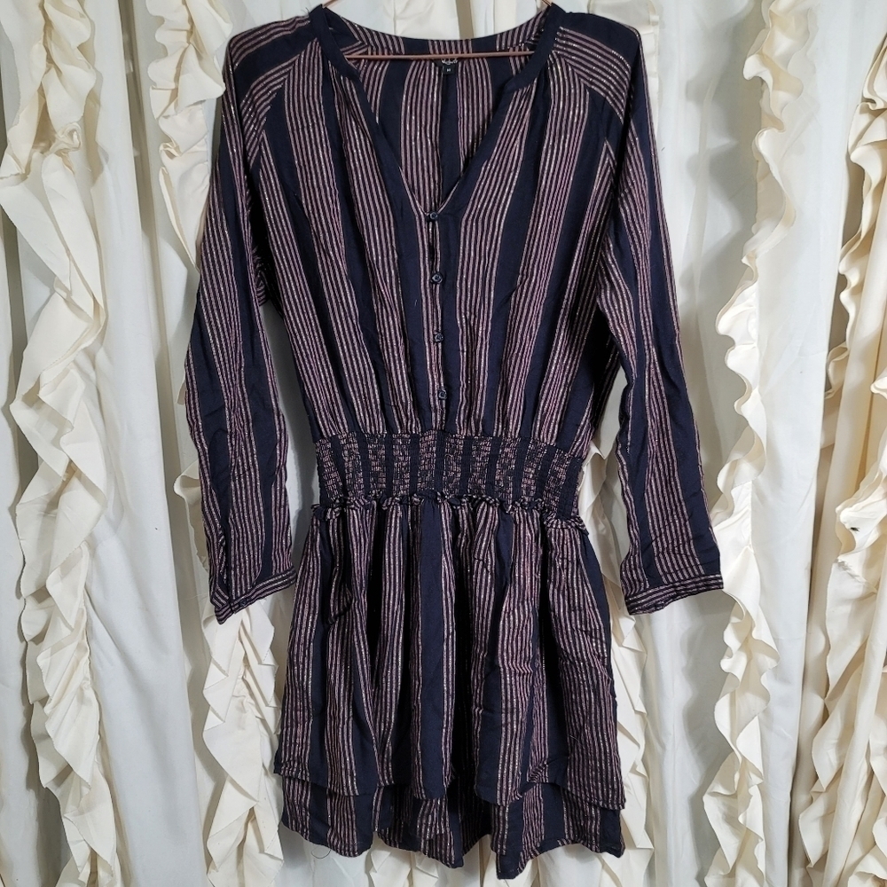 Rails Jasmine Metallic Midas Stripe Smocked Dress… - image 5